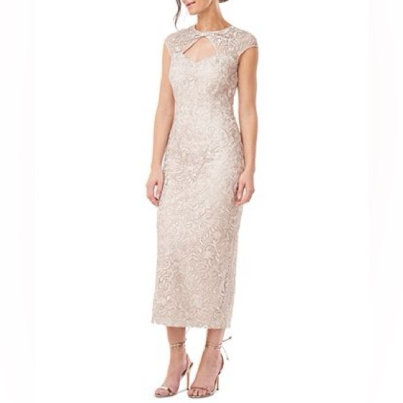 New! JS Collections Daniela Midi Lace Cocktail Dress - Picture 1 of 11